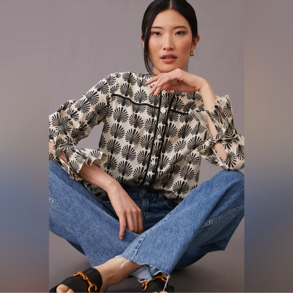 Anthropologie Blouse with Bell Sleeves
